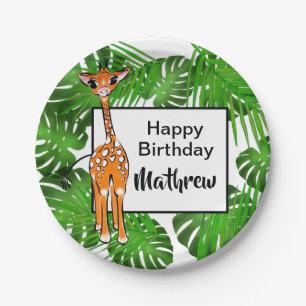 Cute Birthday Safari animals tropical forest Paper Plates