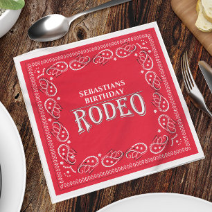 Cute Birthday Simple Rodeo Typography Red Bandana Napkins