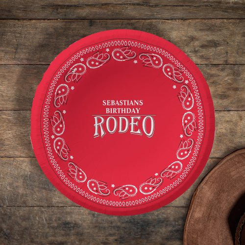 Cute Birthday Simple Rodeo Typography Red Bandana  Paper Bowls