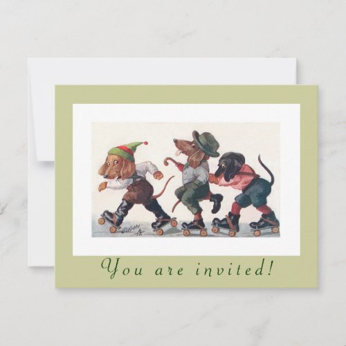 Cute Birthday Skating Party Funny Animals Invitation