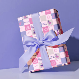 Cute Birthday Squares – Pink modern Pattern Wrapping Paper Sheets