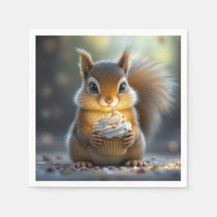 Cute Birthday Squirrel Napkins