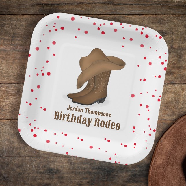 Cute Birthday Whimsical Cowboy Rodeo Simple Paper Plates (Creator Uploaded)