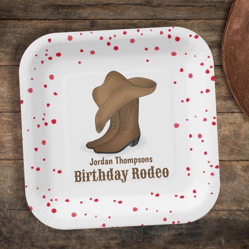 Cute Birthday Whimsical Cowboy Rodeo Simple Paper Plates