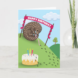 Cute Birthday with Pangolin Curled Up Ants Card