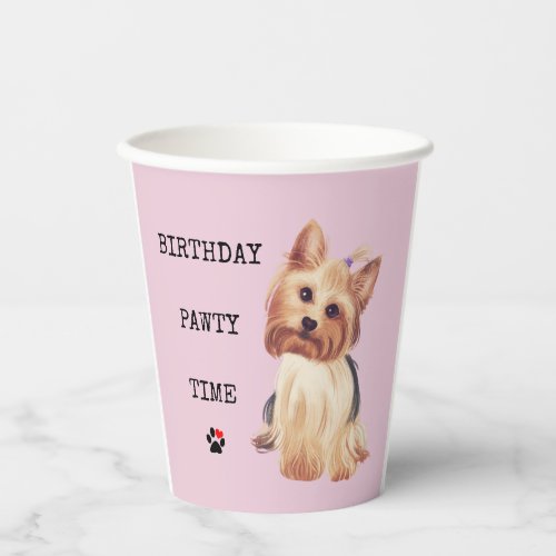 Cute Birthday Yorkie Illustration Coffee Mug Paper Cups