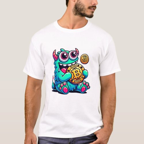 Cute Bitcoin BTC Cryptocurrency Monster T_Shirt