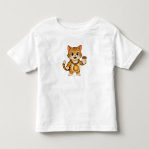 Cute Bitcoin Cat Kitten Cryptocurrency Gold Chain Toddler T-shirt