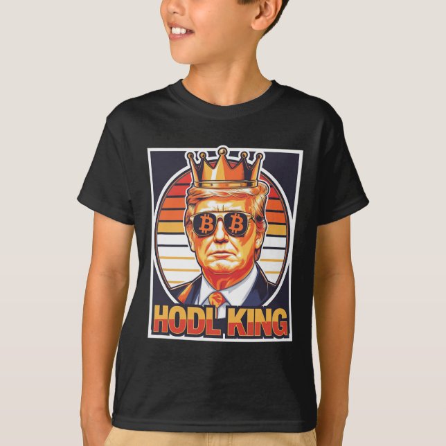 Cute Bitcoin King Trump Crypto Shades Future Of Mo T-Shirt (Front)