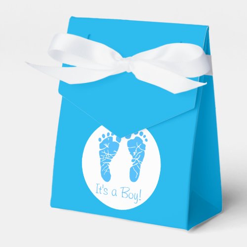 Cute Biue Baby Footprints Its a boy  Baby Shower  Favor Boxes