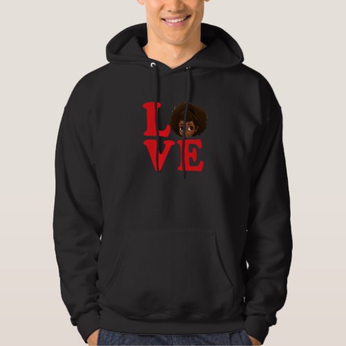 Cute Black Afro Girl Love Valentines Day For Her P Hoodie