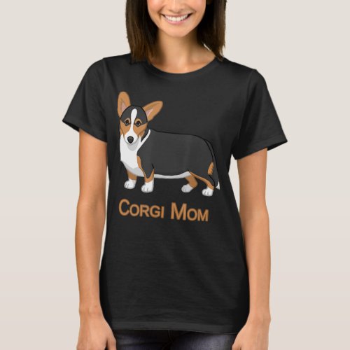 Cute Black amp Tan Cardigan Welsh Corgi Mom Dog T_Shirt