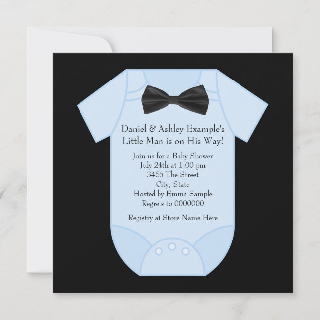 Cute Black and Blue Baby Boy Shower Invitation (Front)