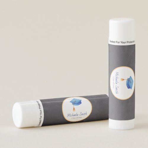 Cute Black and Blue High School Graduation Lip Balm