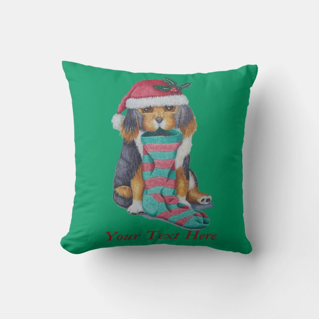 cute black and brown puppy dog for christmas throw pillow (Front)