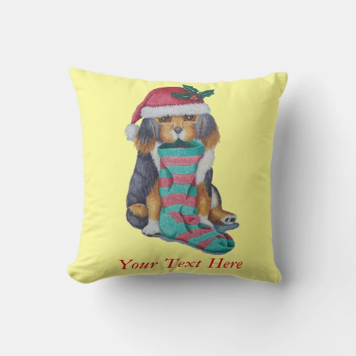cute black and brown puppy dog for christmas throw pillow