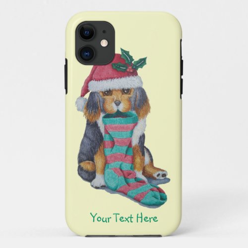 cute black and brown puppy for christmas iPhone 11 case