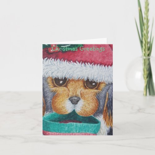 cute black and brown puppy holiday card