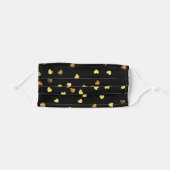 Cute Black And Gold Confetti Hearts Adult Cloth Face Mask (Front, Folded)