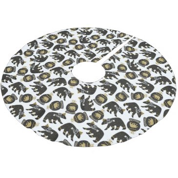 Cute Black and Gold Polar Bear Pattern Christmas 