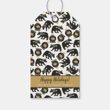 Cute Black and Gold Polar Bear Pattern Christmas 