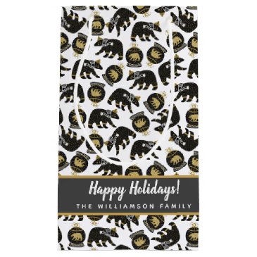 Cute Black and Gold Polar Bear Pattern Christmas 