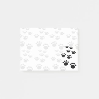 Cute Black And Gray Cartoon Pet Paw Trail Post-it 