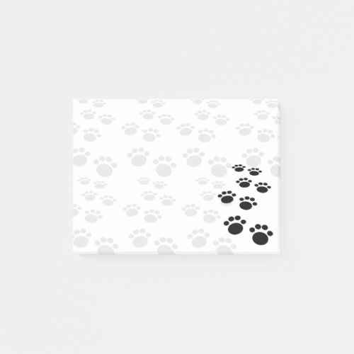 Cute Black And Gray Cartoon Pet Paw Trail Post_it Notes