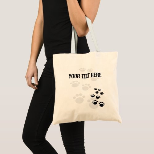 Cute Black And Gray Cartoon Pet Paw Trail Tote Bag
