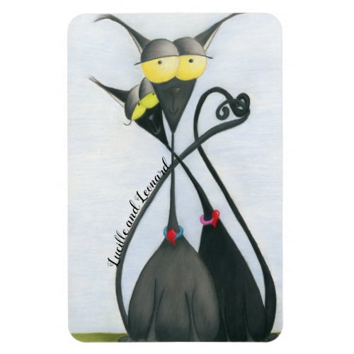 Cute Black and Gray Cat Cartoon Magnet