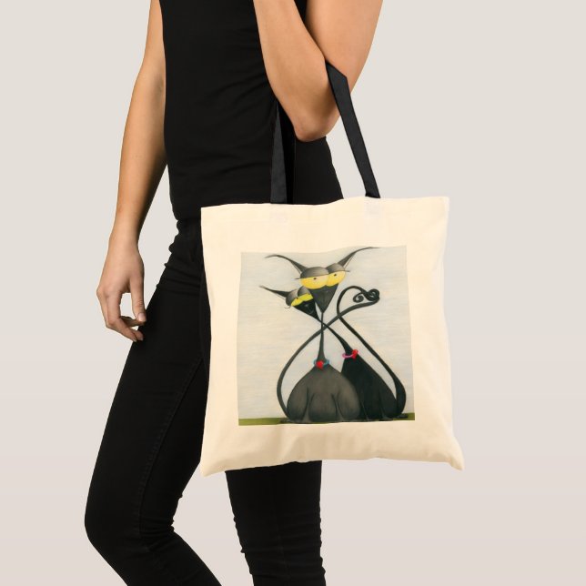 Cute Black and Gray Cat Cartoon Tote Bag (Front (Product))