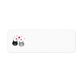 Cute Black And Gray Cats  With Hearts. Label by Graphics_By_Metarla at Zazzle