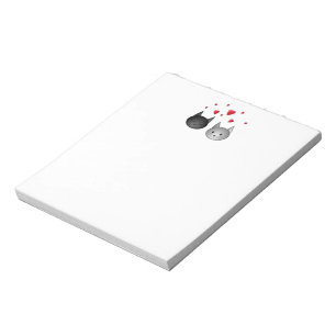 Cute Black and Gray Cats, with Hearts. Notepad