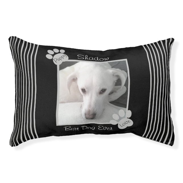 Cute Black and Gray Custom Photo Puppy Dog  Pet Bed (Front)