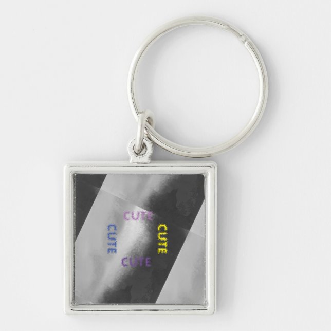 CUTE_ BLACK AND GRAY LIGHT(  Purple Yellow BLUE )  Keychain (Front)