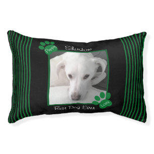 Cute Black and Green Custom Photo Puppy Dog Pet Bed