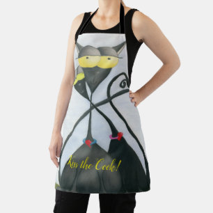 Cute Black and Grey Cat Cartoon Apron