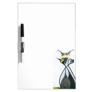 Cute Black and Grey Cat Cartoon Dry Erase Board