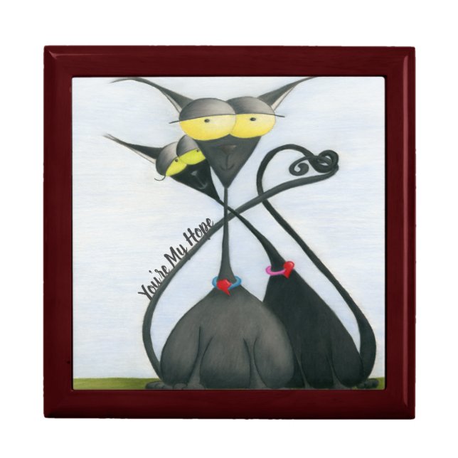 Cute Black and Grey Cat Cartoon Gift Box (Front)