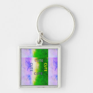 CUTE_ BLACK AND LIGHT   ( Green Purple Yellow )  Keychain