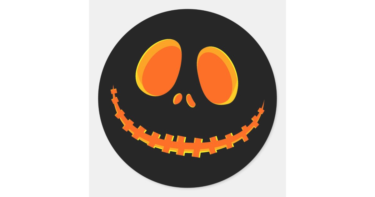 Cute Black and Orange Happy Halloween Pumpkin Face Classic Round ...