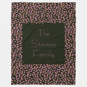 Cute Black and Pink Dot Pattern Personalized Name Fleece Blanket