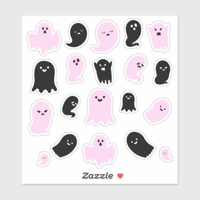 Cute black and pink ghosts  sticker (Sheet)