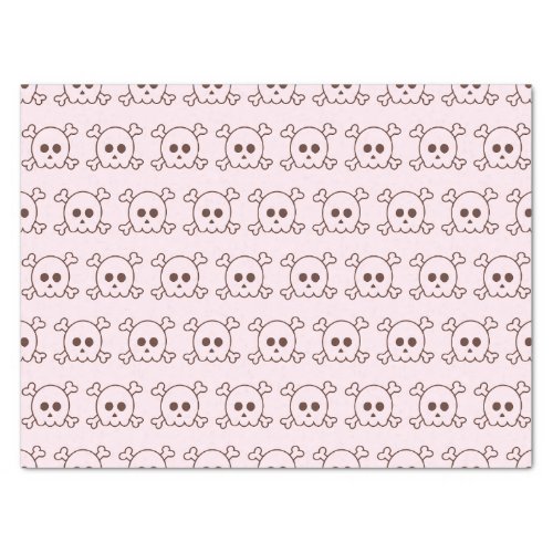 Cute Black and Pink Skulls Pink Halloween Tissue Paper
