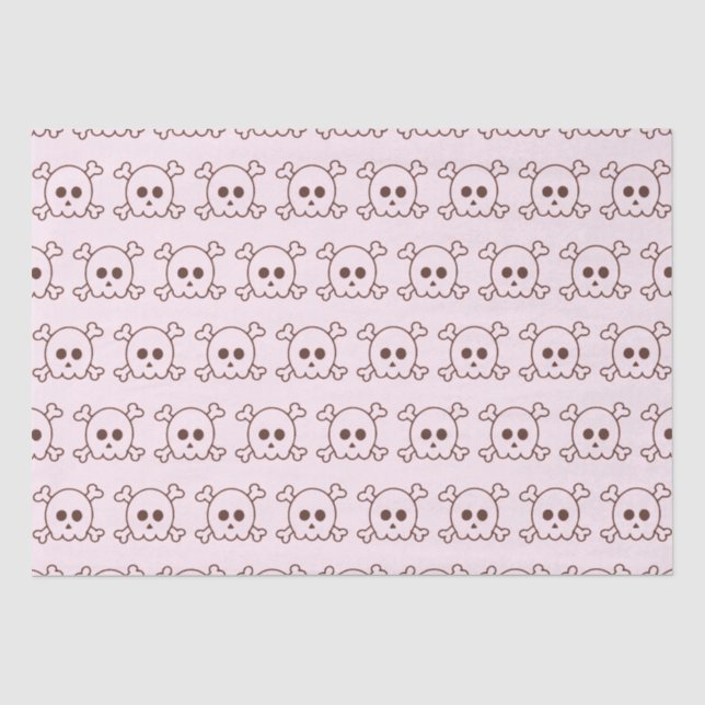 Cute Black and Pink Skulls Pink Halloween Tissue Paper (Front)