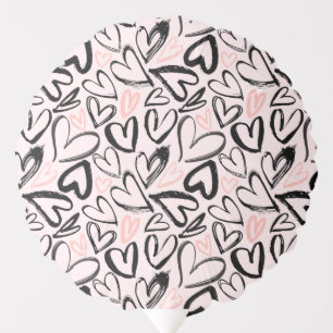 Cute black and pink valentines day hearts balloon