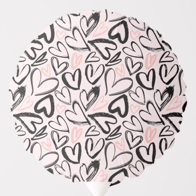 Cute black and pink valentines day hearts balloon (Front)