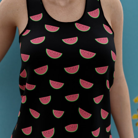Cute Black And Pink Watermelon Slices Summer Tank Top