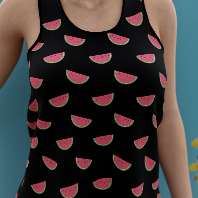 Cute Black and Pink Watermelon Slices Tank Top (If you love watermelon and are in need of a summer tank top. Boom!)