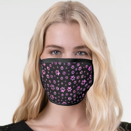 Cute Black and Purple Paw Print Reusable Face Mask